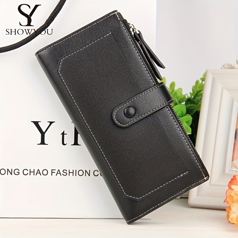 TEMU Women's Long Wallet, Long Purse, Pu And Snap