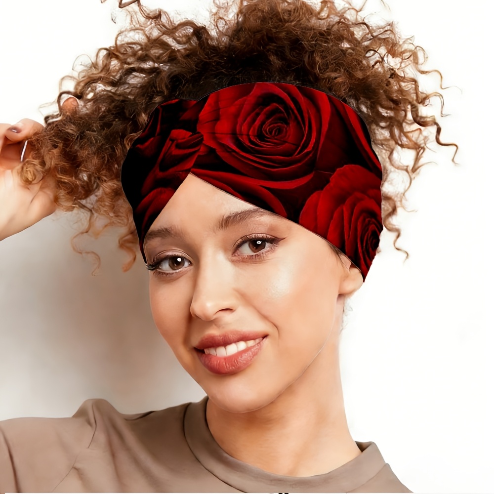 TEMU A 2d Flat Rose Pattern Headband, Suitable For Yoga, Gym, Running, And Indoor And Outdoor Use. , Travel, , And The Beach. A Warm And Versatile
