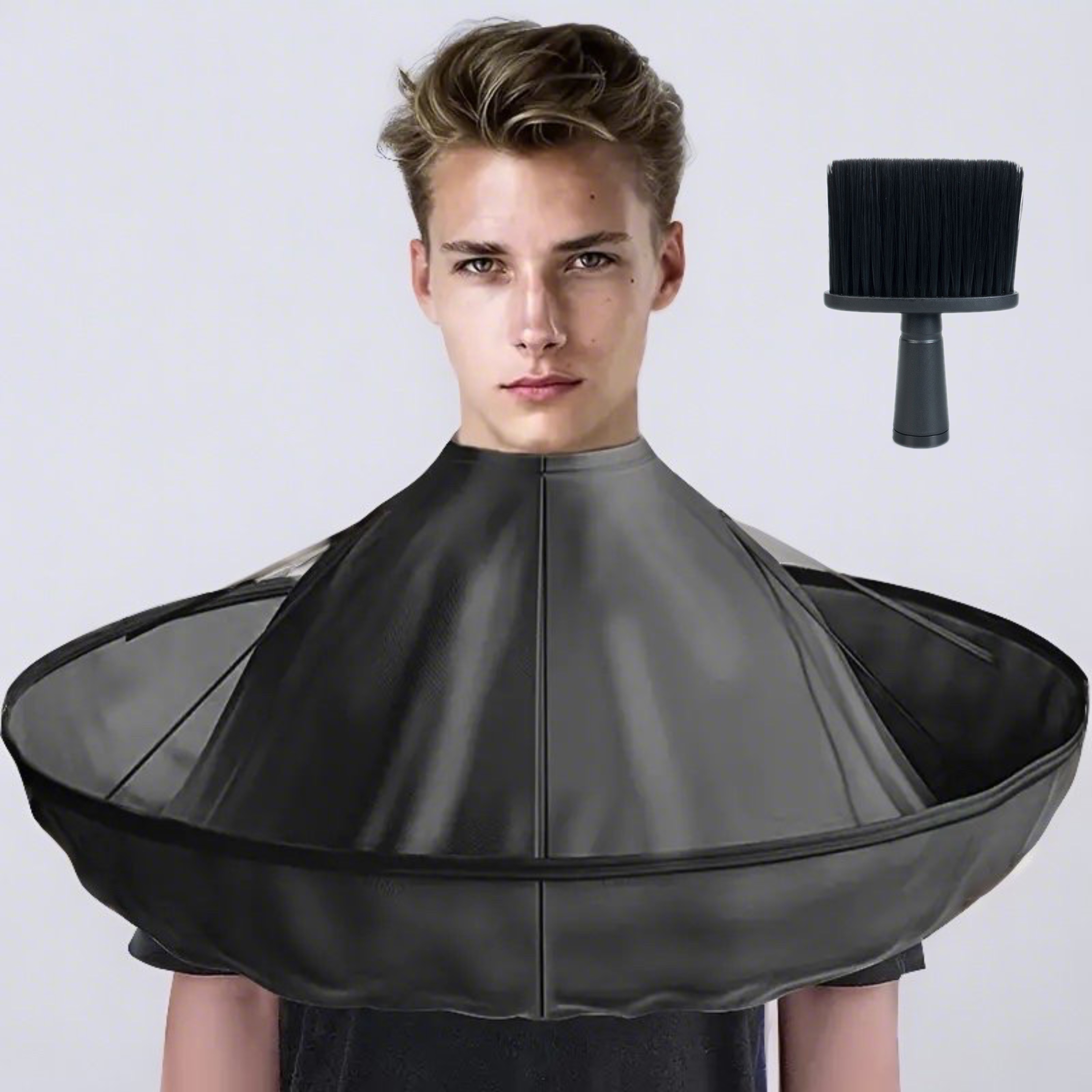 Image of A Foldable Barber's Cloak And A Of Broken Hair Sweep, Comfortable Cloths, Hair, Of Foldable Fashion Hair Tools