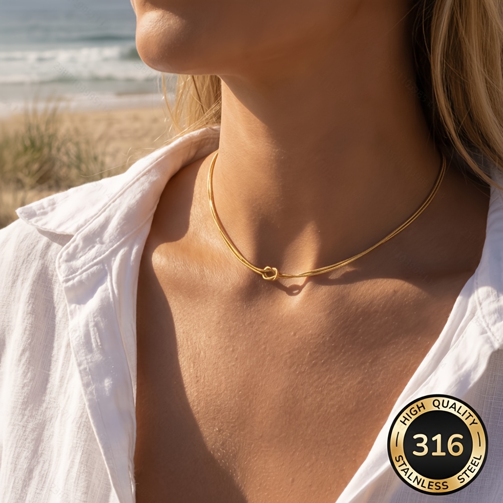 Women's Adjustable Stainless Steel 18K Plated Stackable Necklace