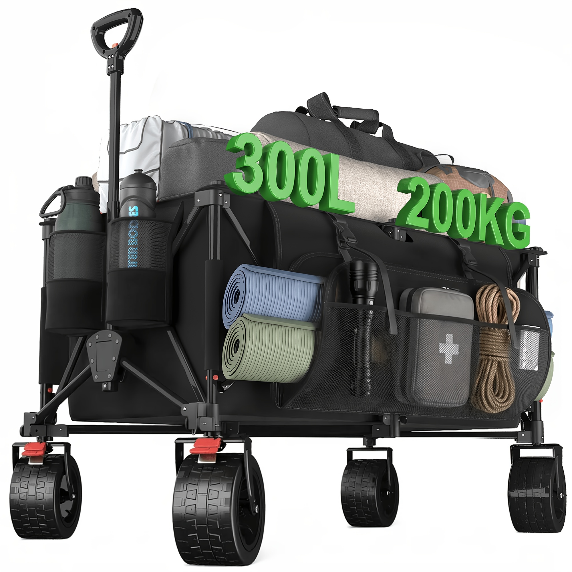 Image of Heavy-duty Folding Transport Trolley | Large-capacity Adjustable Garden And Outdoor Handcart, Suitable For Athletics Equipment, Camping Gear, And Yard Work