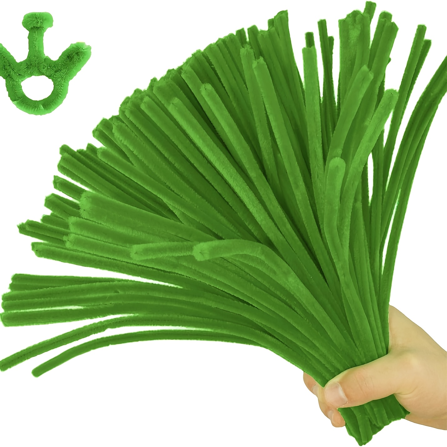 Crafts Bulk Pipe Cleaner, Various Colors of Green Pipe Cleaners, 6mm x 12 Inches Thickened Fuzzy Chenille Sticks for Crafts and DIY Projects, Chenille Sticks Pipe Cleaners