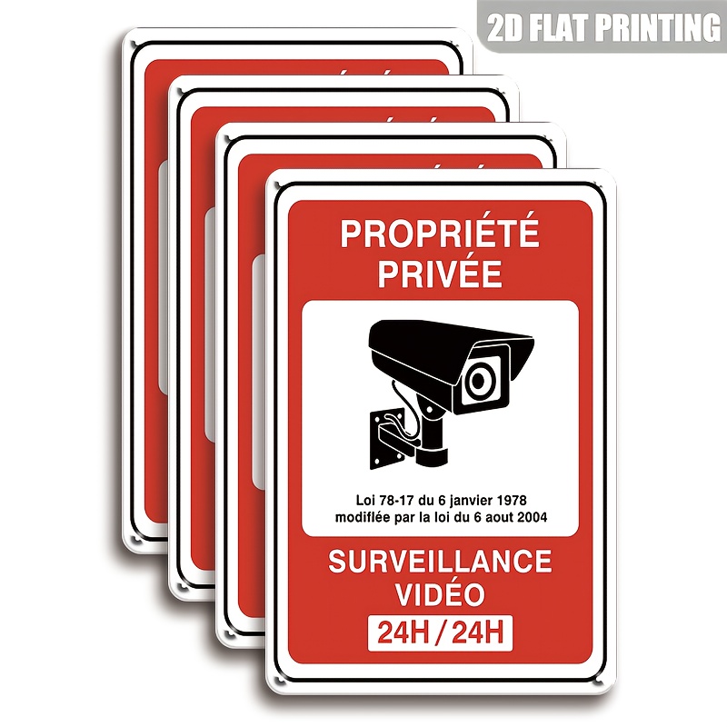 TEMU Panneaux de surveillance vidéo 2D plats, 4 pièces, en métal, décoration extérieure, convient et , parfait pour la décoration de patio, cour,