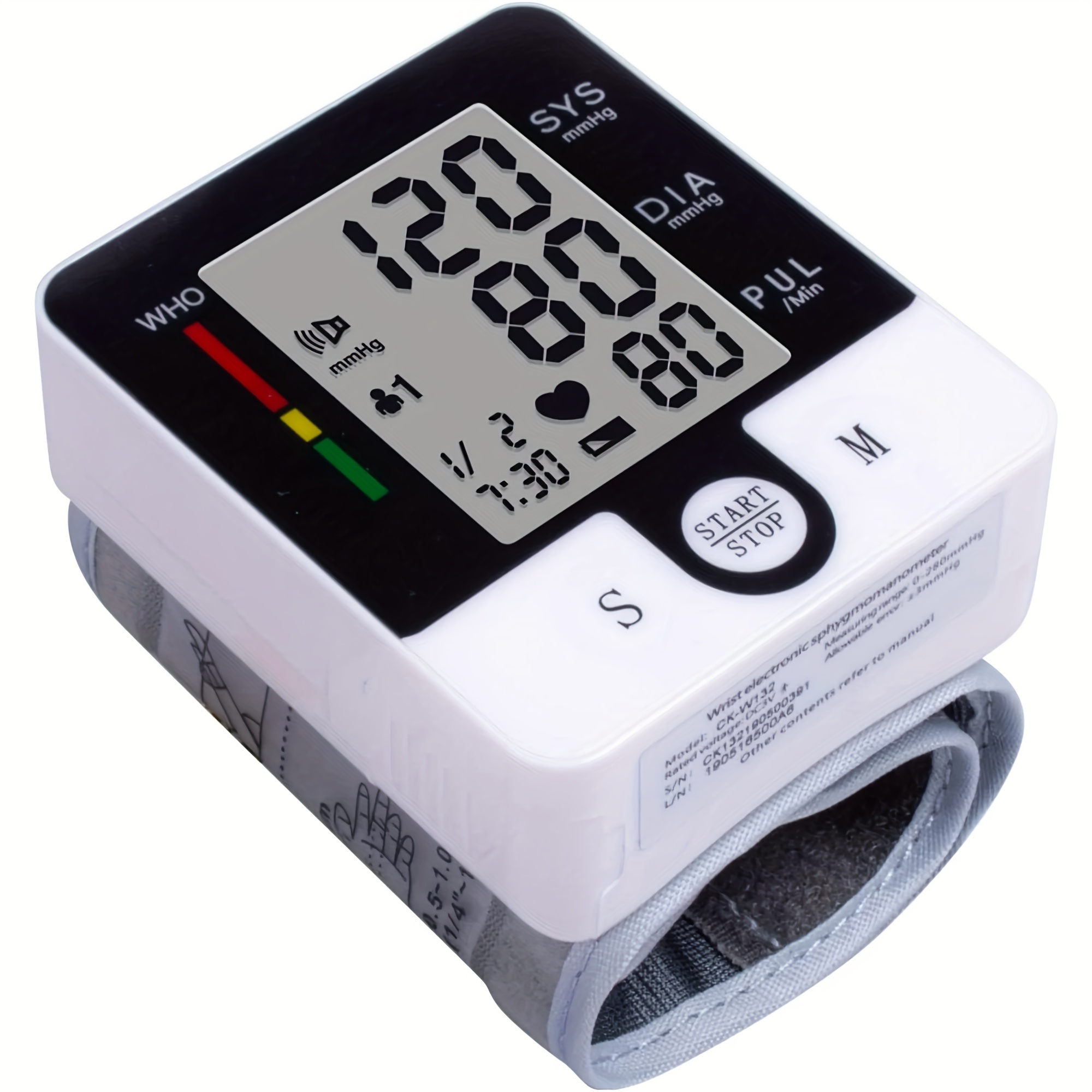 automatic wrist blood pressure monitor with adjustable cuff 90x2 memory storage large lcd display and heart rate sphygmomanometer readings battery powered for home use wrist bp monitor userfriendly design clear   Product details 0