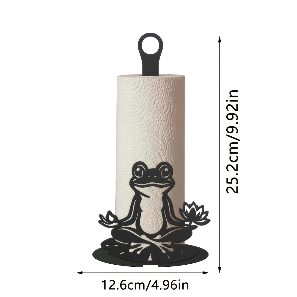 TEMU Meditating Frog And For Lotus Tissue Holder, Durable Construction Provides Sturdy Support For Tissue Rolls, Suitable For Rustic Dining Rooms