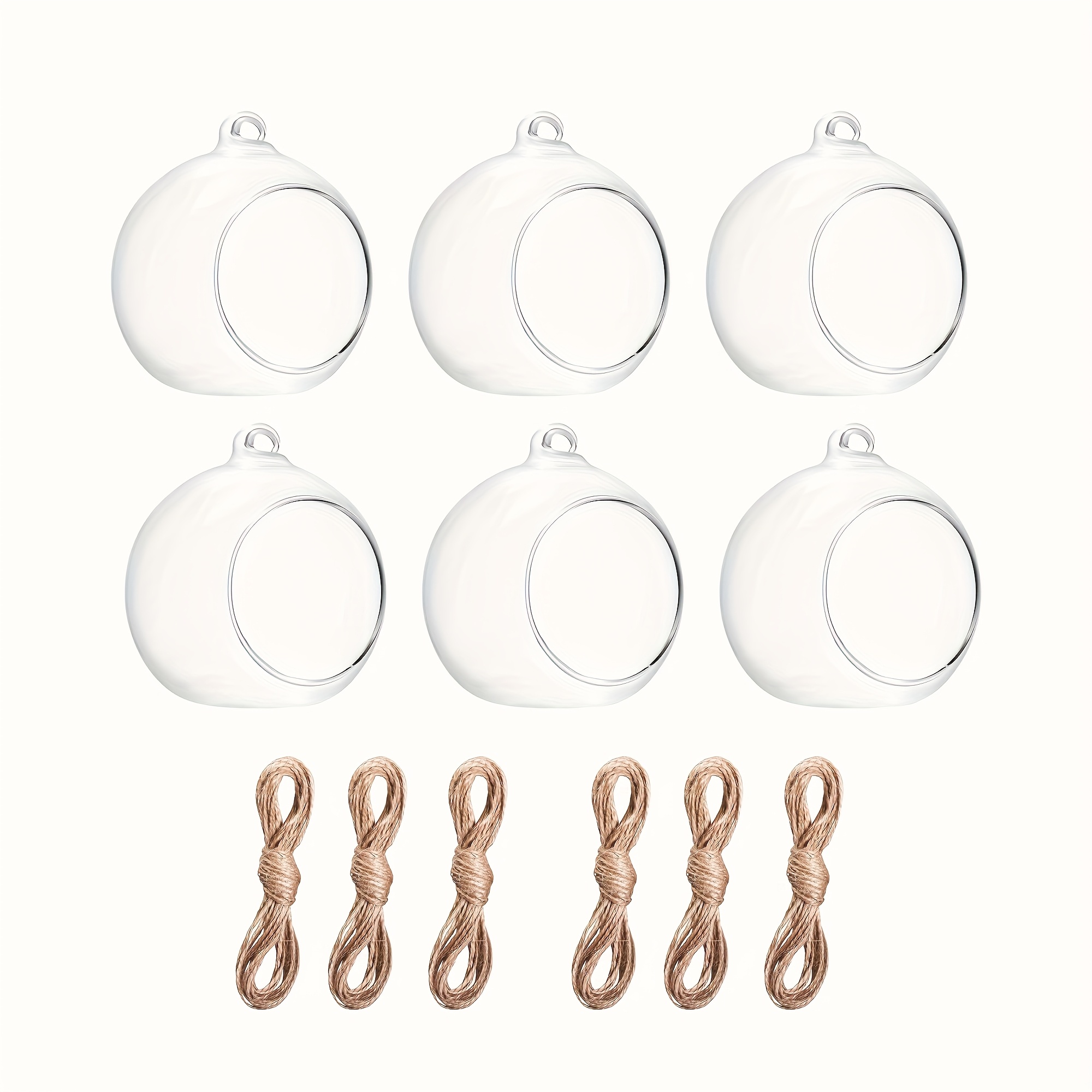 6pcs Glass Chandelier Candle Holder Spherical, Tea Light Candle Holder Wedding Christmas Halloween Valentine's Gift, Garden Hanging Decorations Outdoor Candlestick