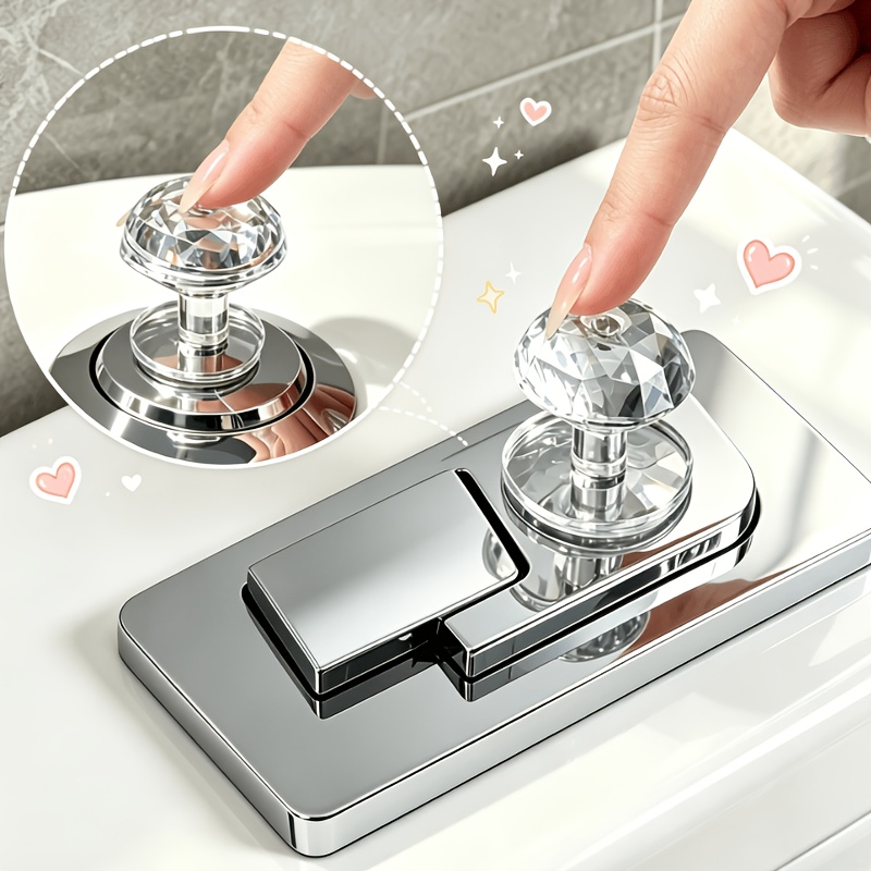 TEMU 2-pack Elegant Toilet Flush Button Set, Tank Control, Toilet Press Mechanism, Extended Tank, Universal Nail Care Assistant