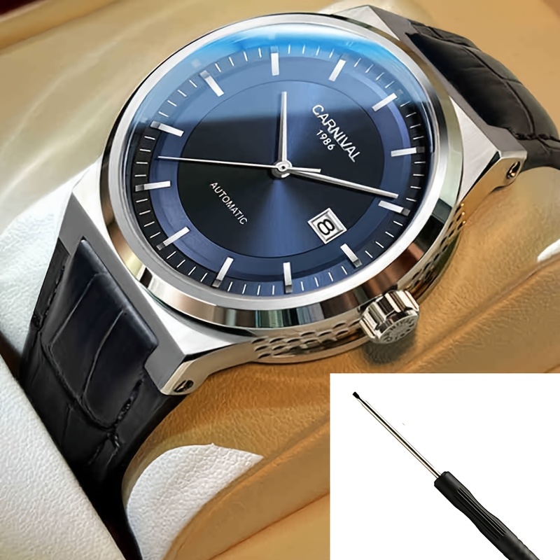 Image of I&w Men's Luxury Automatic Mechanical - Retro Wristwatch With Date Display, 50m Waterproof, Up-turn Hands, & Movement Suitable For Business, Swimming,, Casual Wear - Holiday Gift For Him