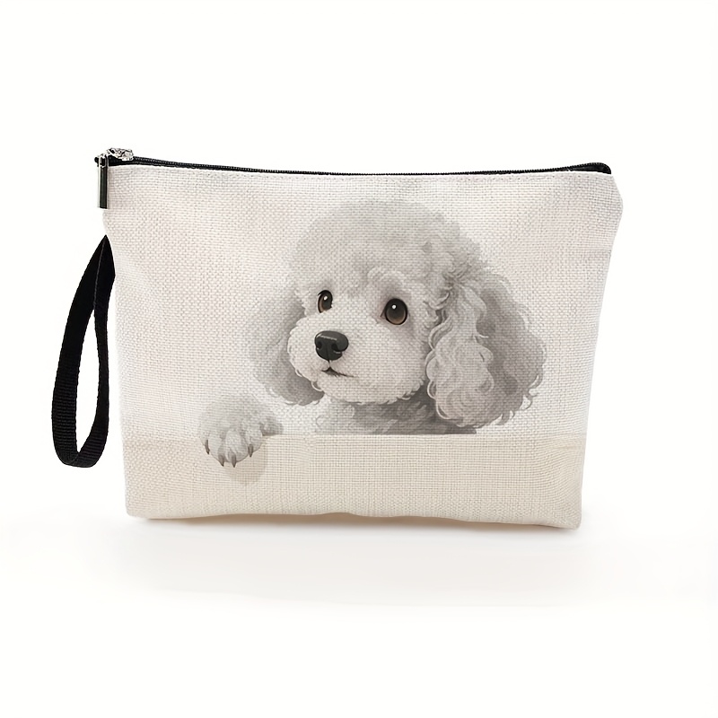 TEMU 1pz, Borsa Trucco con Motivo Barboncino - Stile Anime in Poliestere per Viaggi con Chiusura a Zipper, Regalo per , dei Cani, Insegnanti e , per
