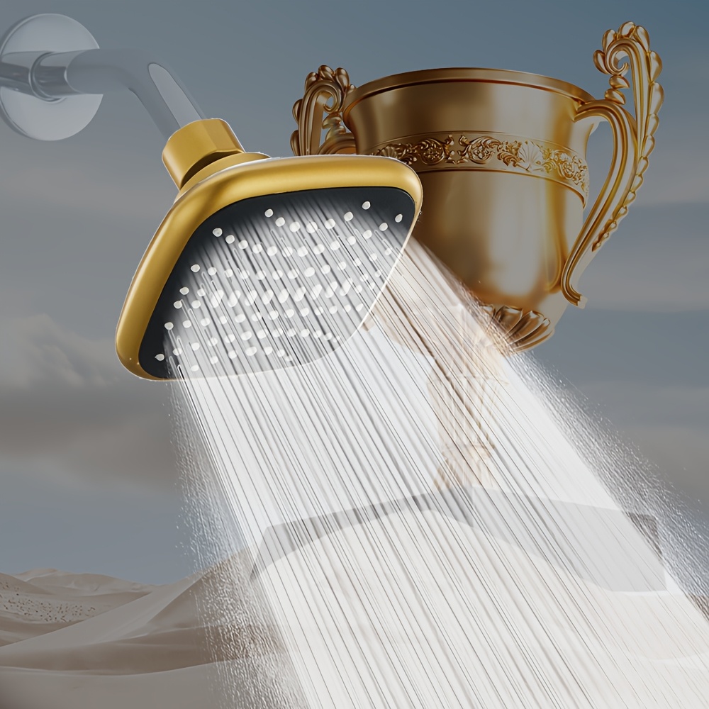 TEMU 1pc High-pressure Shower Head - Wall-mounted/hanging , Durable Plastic With Elegant Painted End, Large Water Flow For Luxurious Bathing