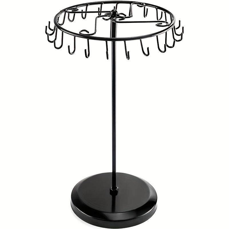 E-shop 23 Haken Drehbarer Displayständer für Halsketten und Armbänder, Schwarzes Schmuckaufbewahrungsregal, Schmucktürme
