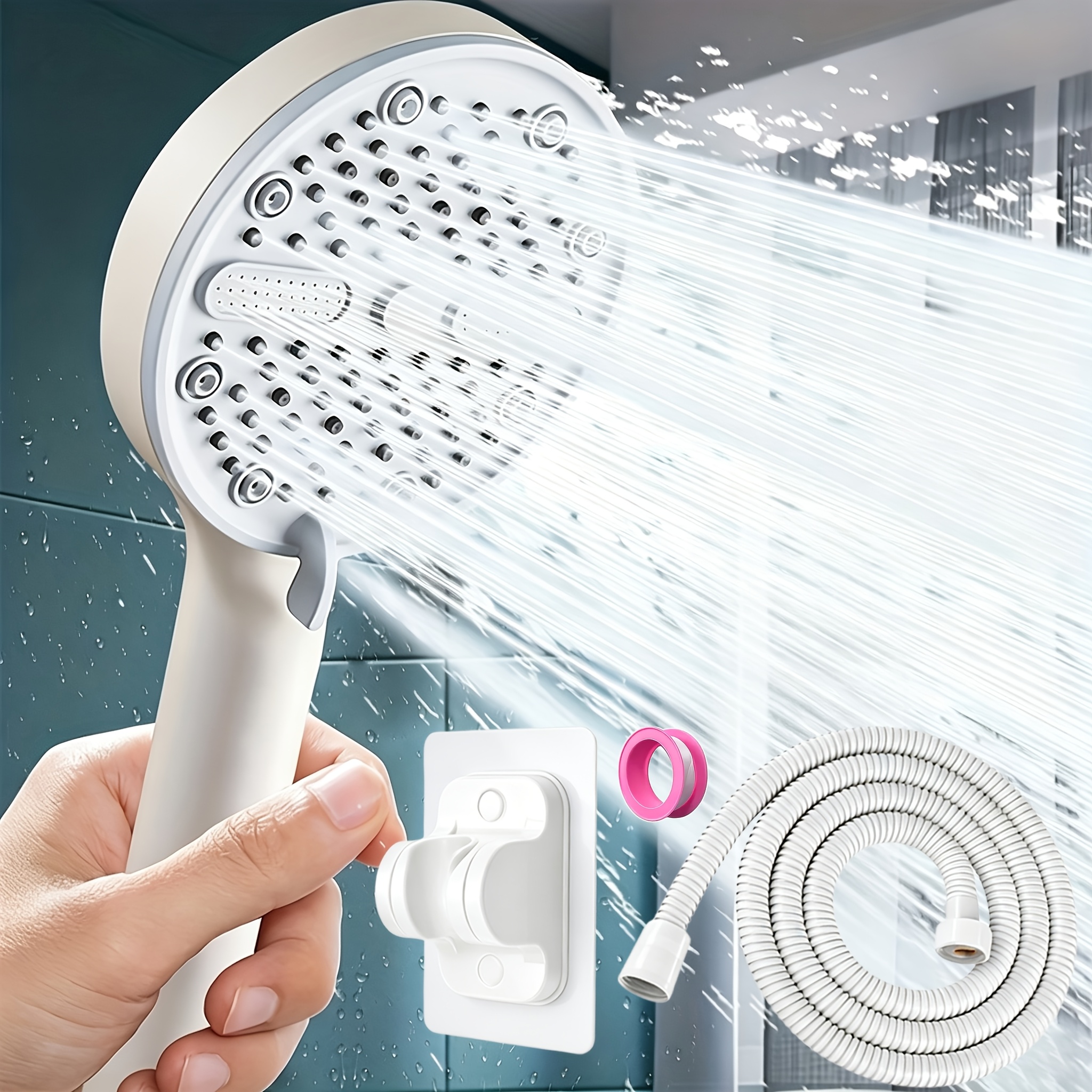 TATUKIKO Handheld Shower Head with 5-Spray Settings
