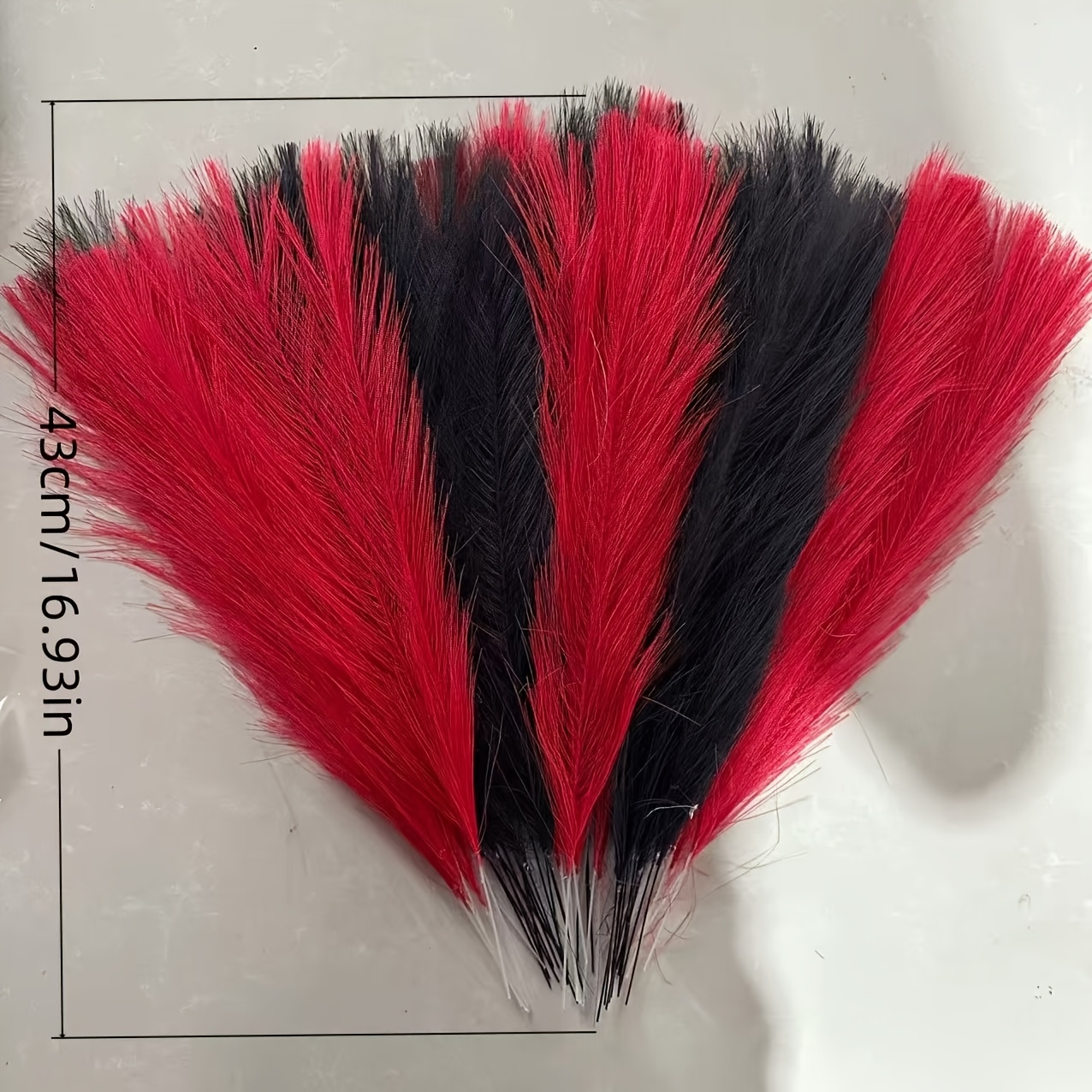 TEMU 18-pack Red And Black Dual-color Artificial Pampas Grass Stems | Suitable For Bohemian Home , Floor Vase Filler, Wedding Backdrop Arrangement,
