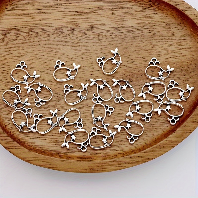 20pcs Of Hollow Charms Made From Alloy, Featuring An Ancient Silvery Tibetan End, Perfect For Bracelets, Earrings, And Necklaces