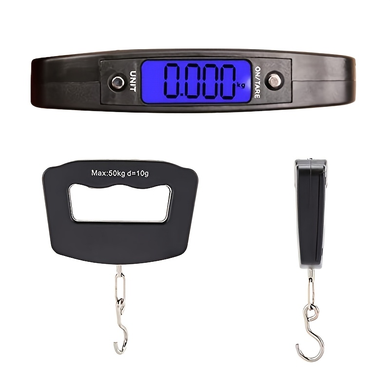Precision Digital Luggage Scale with Backlit LCD and LED Lights, 110 lb Capacity, Black Plastic, Battery Powered