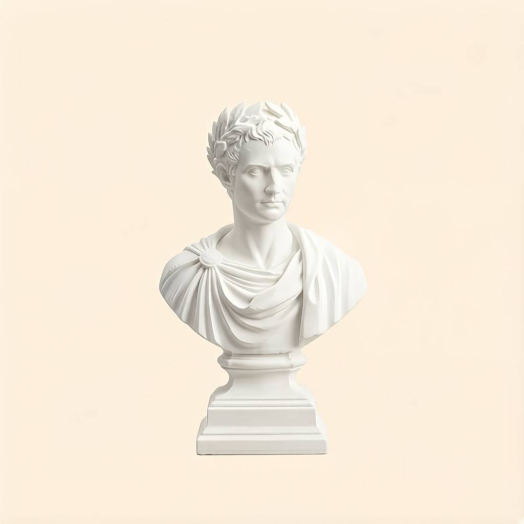 TEMU Bust - Minimalist Half-length Portrait Roman Leader, Classical Sculpture. Ideal For History Enthusiasts And As A Decorative Piece For Halloween