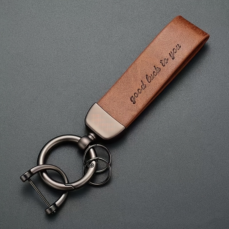 Pu Leather Keychain With Metal Clasp - Elegant And Luxurious Car Key Holder, Durable Key Ring, Stylish Solid Fob, Ideal Gift