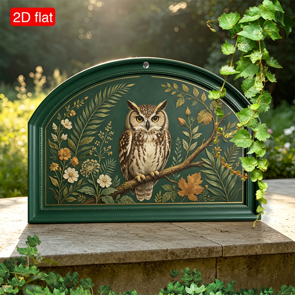 TEMU 2d Flat, Owl Perched Between Branches And Leaves In 1 Retro Style Picture Frame, Country Farmhouse Home Decoration, Vintage Gift Wall Art Sign,