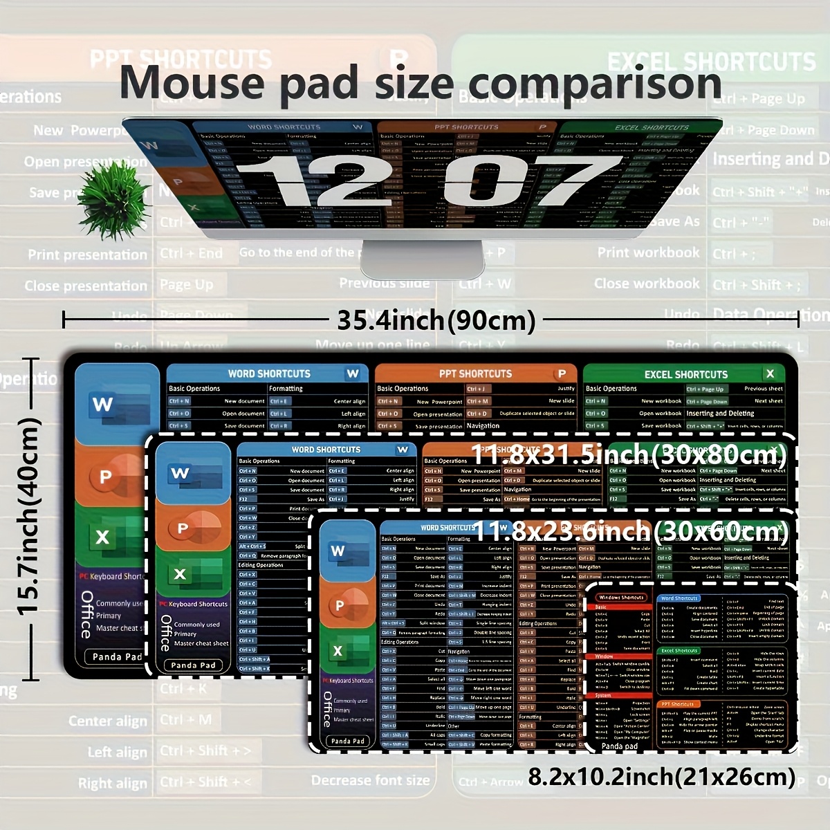 Extended Gaming Mouse Pad with Windows Shortcuts