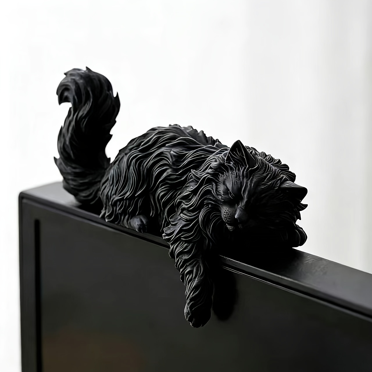 TEMU Lazy Sleeping Cat Ornament, Monitor Edge Decoration, Monitor Companion, Office Desktop Tabletop Home Creative Ornament, Cat Gift