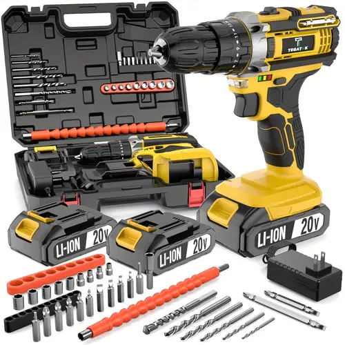 20v cordless drill set drill with 3 8 inch keyless 18 3 clutch electric drill torque 45nm 2 variable 0ah batteries and fast charger