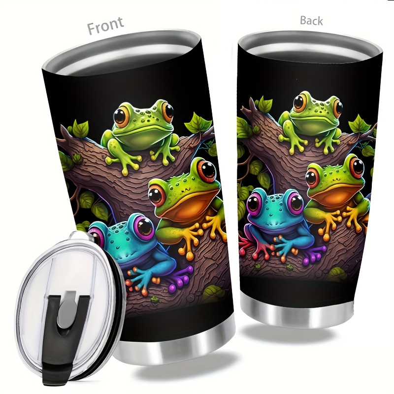 

20oz Stainless Steel Tumbler With Cute Frog Design, Double-wall Vacuum Insulated Travel Cup With Lid And Straw Brush, Ideal Gift For Friends, Girlfriends On Valentine's, Women's Day