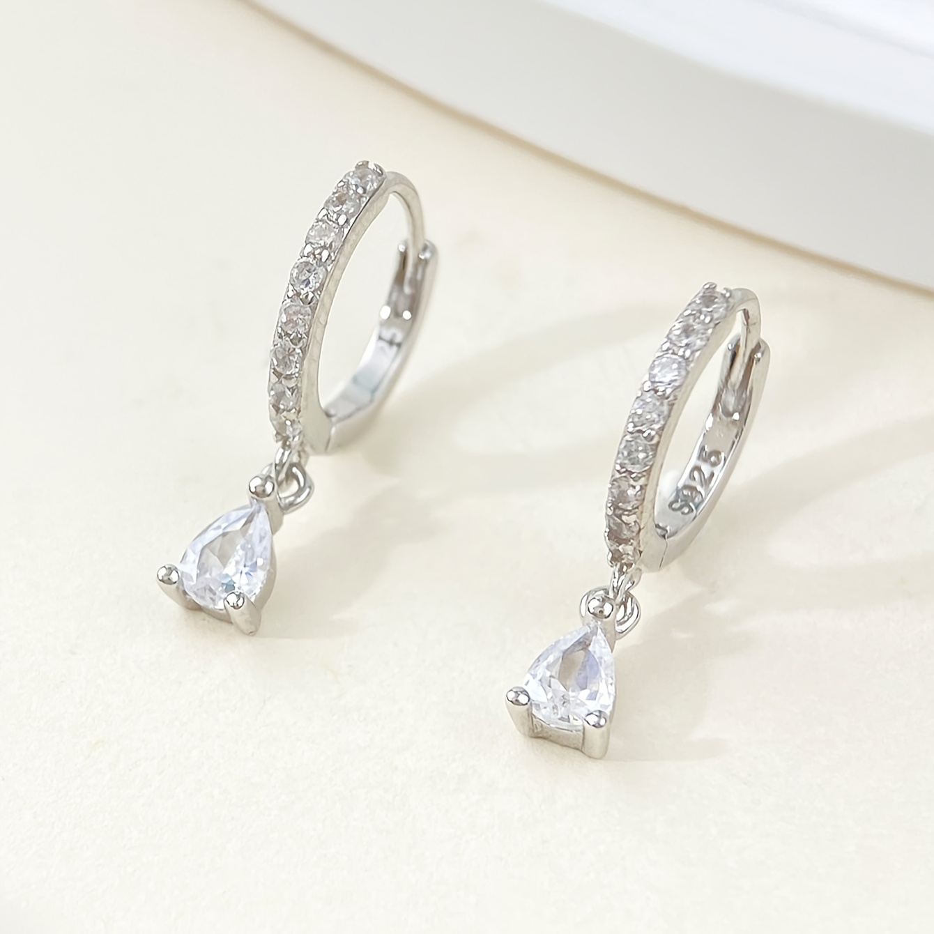 925 Sterling Silver Drop Earrings with Sparkling Cubic Zirconia