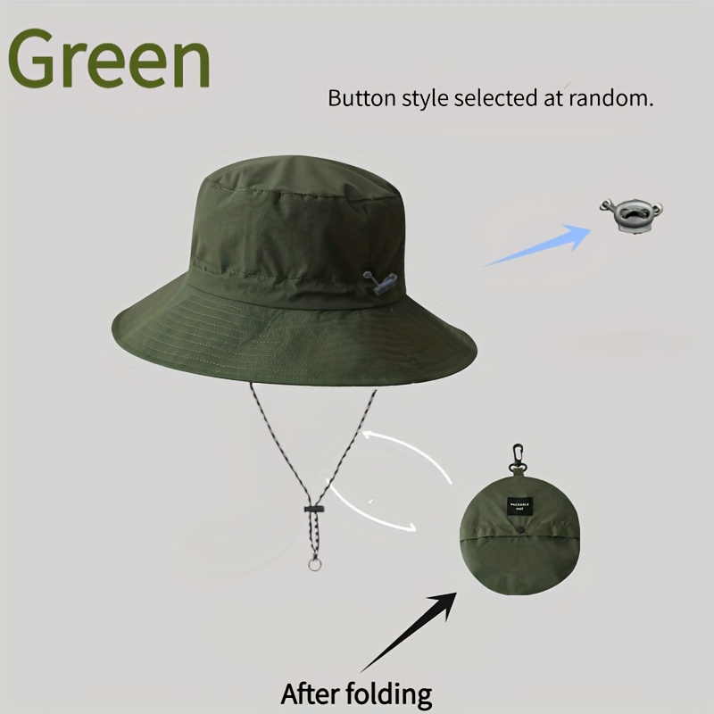 TEMU 1pc Foldable Fisherman Hat, Multi-functional High-quality Outdoor Sun Hat With Drawstring Closure - Quick-dry Sun Hat, Suitable For Occasions,