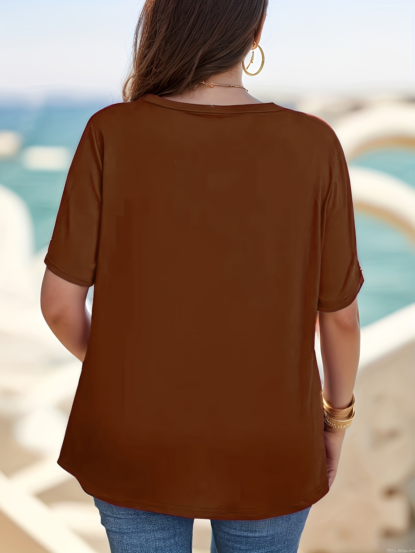 camiseta casual manga corta cuello mujer talla Temu Colombia