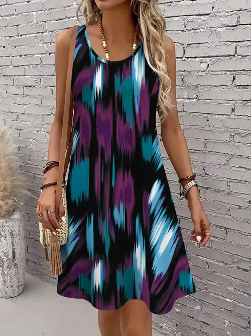 2D Printed Fashionable, Elegant, Casual, Simple, Vacation-Style Gradient Tie-Dye Color Block * Graphic * Print Breathable Round Neck Tank Dress, New Women's Casual Y Skirt, Summer Casual Vacation ... 2D Printed Fashionable, Elegant, Casual, Simple, Vacation-Style Gradient Tie-Dye Color Block * Graphic * Print Breathable Round Neck Tank Dress, New Women's Casual Y Skirt, Summer Casual Vacation ...