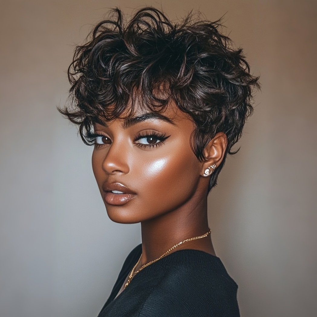 TEMU Nicelatus Short Curly Wavy Wig Short Hairstyles Short Brown Wig Synthetic Curly Wavy Wigs For Women Short Hair Wigs For Halloween, Christmas Party, Music Festivals