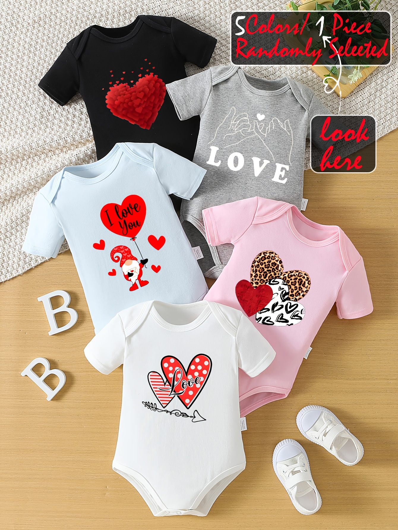 5-kleurige/1 stuk willekeurig babyrompertje