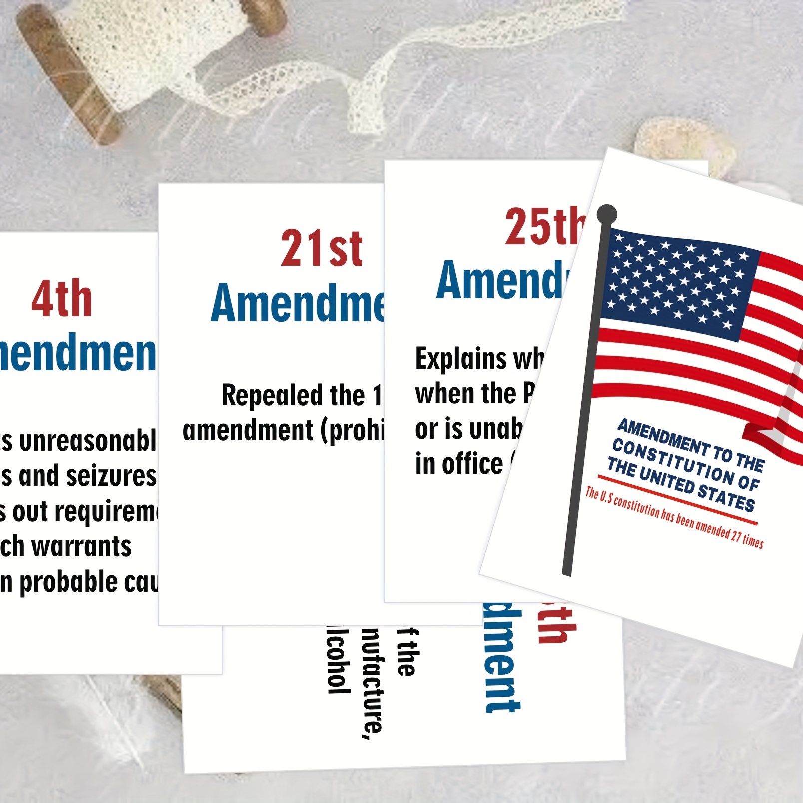 

U.s. Constitution Amendments Flashcards: Pocket-sized Study Aids For Perfect Memorization - English Text, Glossy Finish