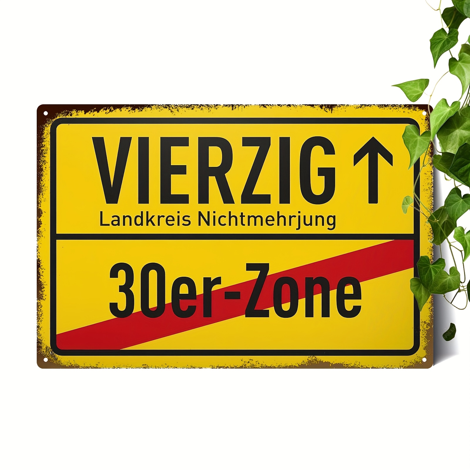 TEMU 2D Flach, 1 Stück Metallschild, Klassisches Deutsches Vierzig-Schild, 8*12 Zoll / 20*30 cm Rahmenlose Metallwandkunst, Dekorative Plakette für