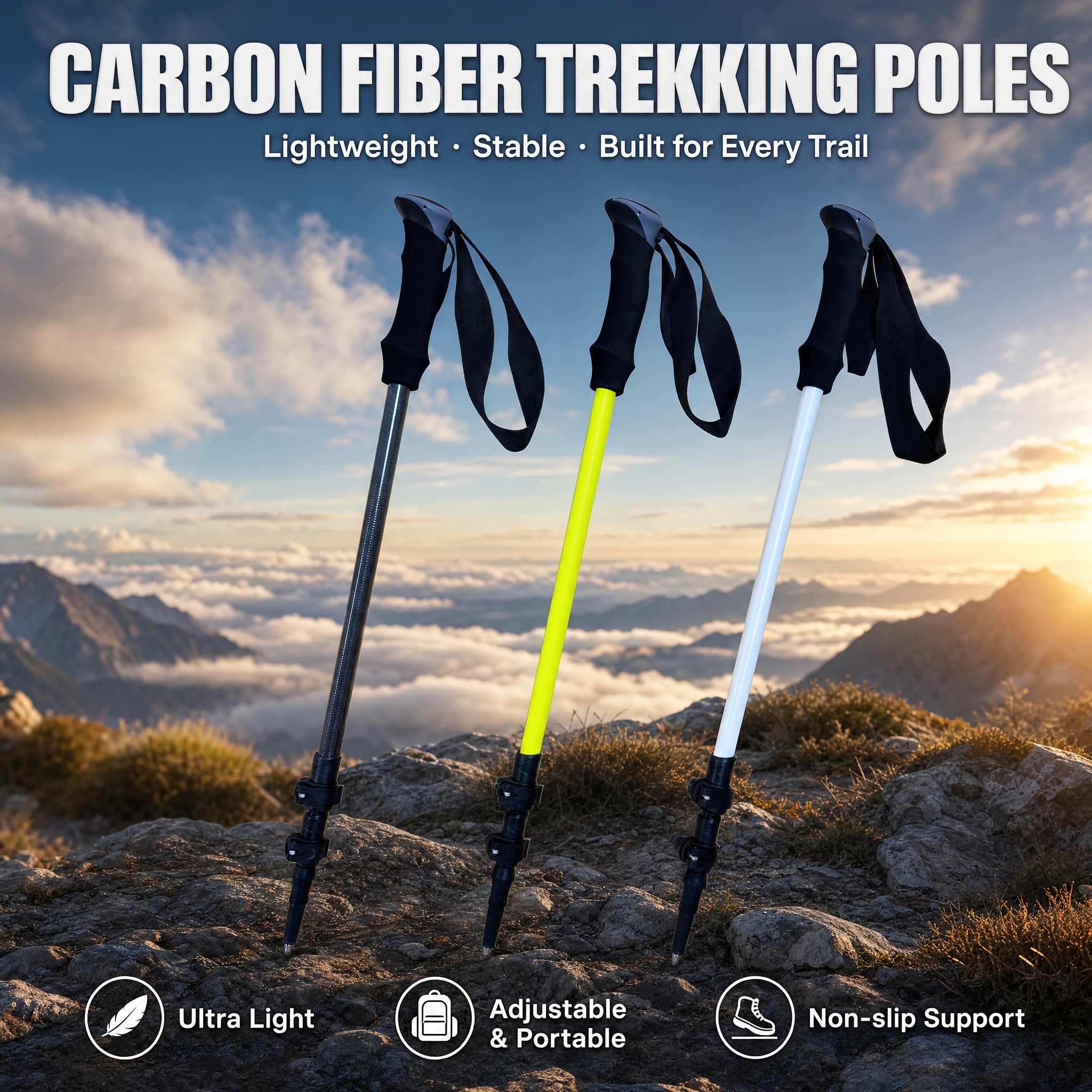 Carbon Fiber Trekking Poles for Hiking