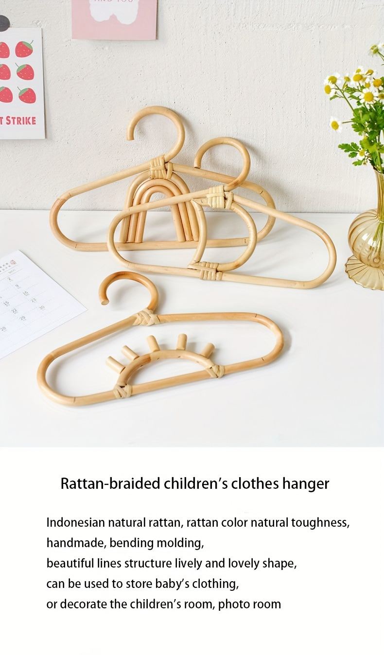 Rattan braided Clothes Hanger Rattan Organizer Room Bamboo - Temu