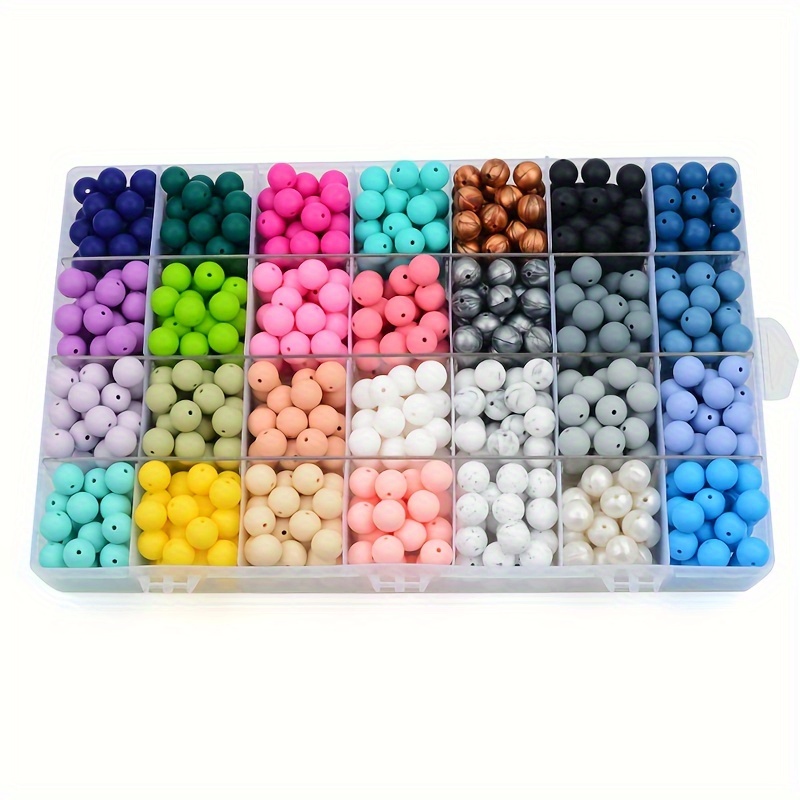 

310-piece Silicone Beads Set, 9mm Multicolor Round Loose Bead Assortment For Diy Jewelry Making, Keychains, Bracelets, Necklaces & Crafts - Non-toxic, Durable, 31 Varieties