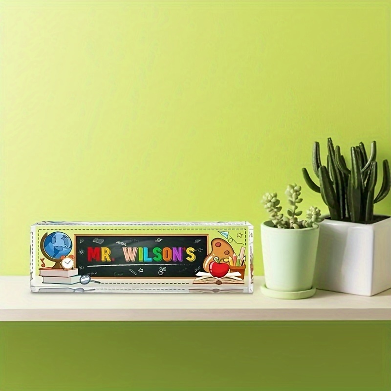 TEMU Plaque de Bureau Personnalisée en Acrylique pour Enseignant - Gravée sur Mesure, Pas d'Électricité , avec Design Éducatif, Cadeau Idéal pour