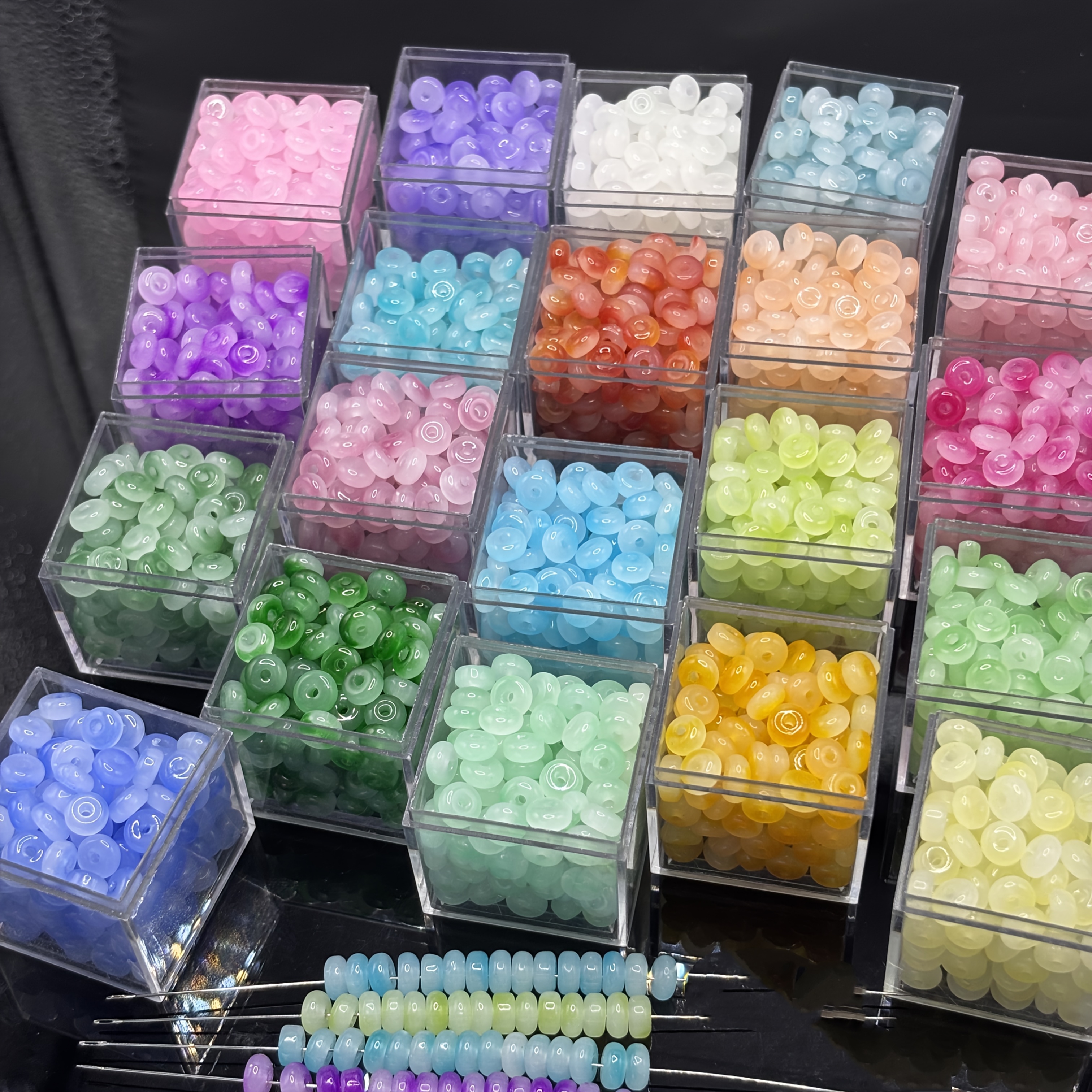 TEMU 451pcs 20 Couleurs 6Mm Perles d'Abacus Bicolores de Haute Qualité, Ensemble de Perles Tridimensionnelles Éblouissantes, Convient pour et de Noël