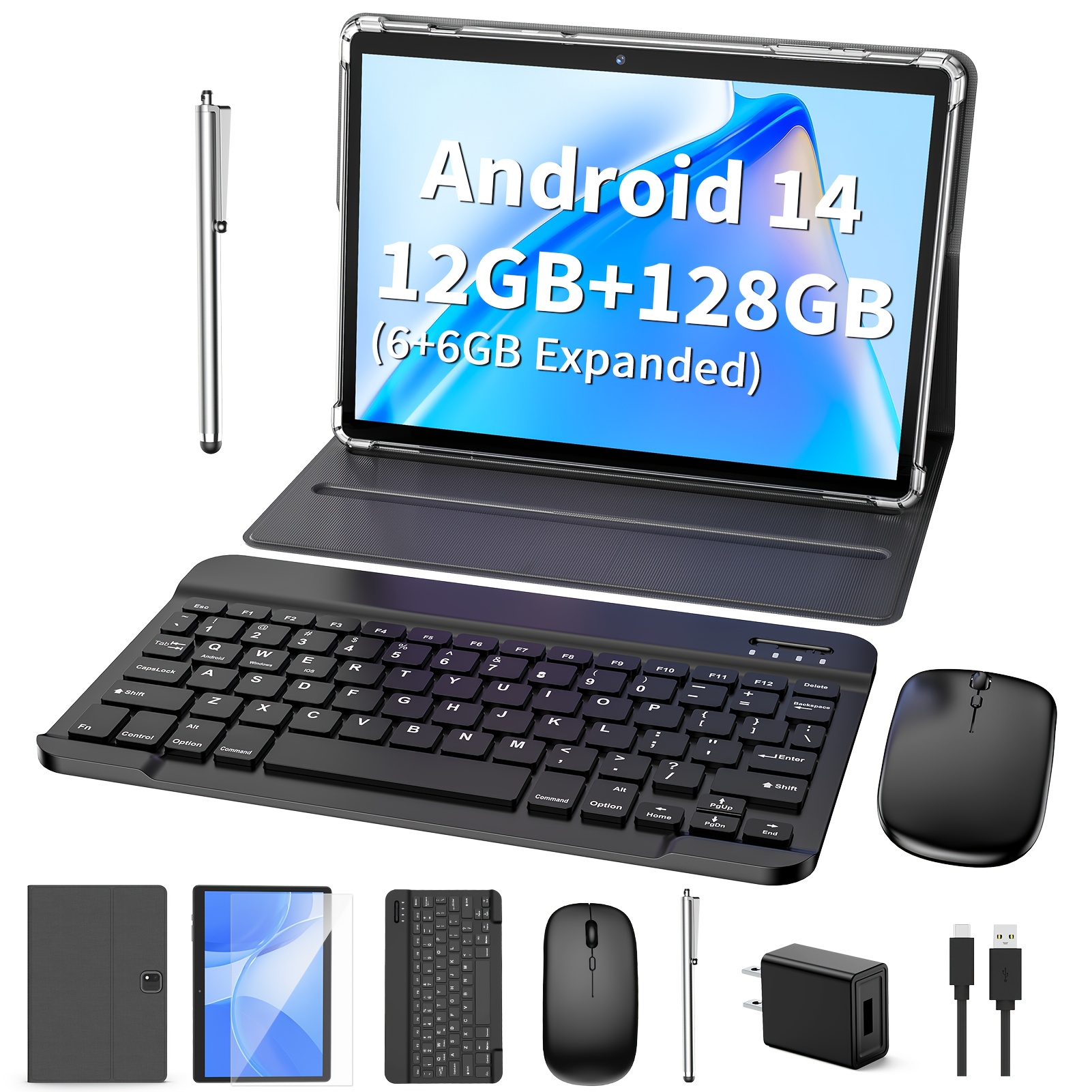 

Tablet With Keyboard, 2 In 1 Tablet, 6gb+128gb, 1tb Expand, 13 Tablet, 10 Inch Tablet With Case, Mouse, Stylus, 2.4g/5g Wifi, Gps, Tablet Pc