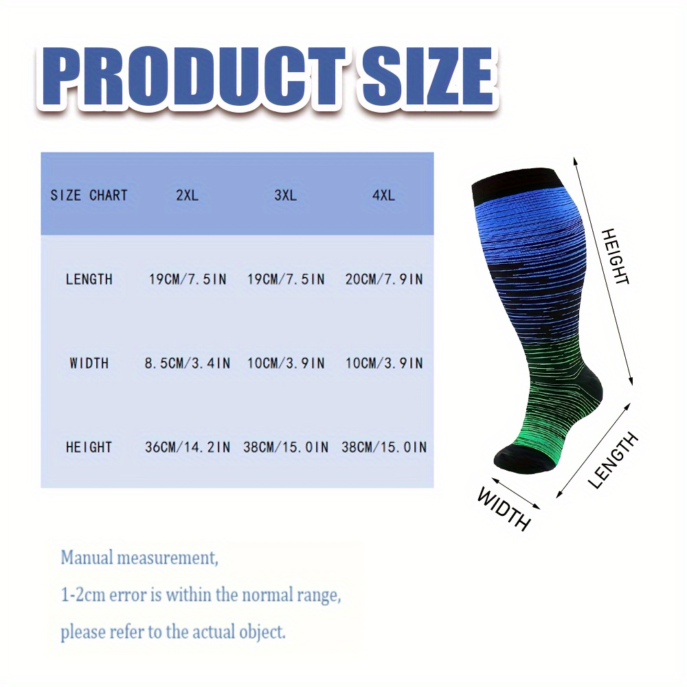  Zingso Wide Calf Compression Socks Women, 2 Pairs Plus Size  Knee High Stockings Large Support Socks for Swelling Nurses Running  Pregnant Travel Extra Wide Compression Socks for Women Men : Clothing