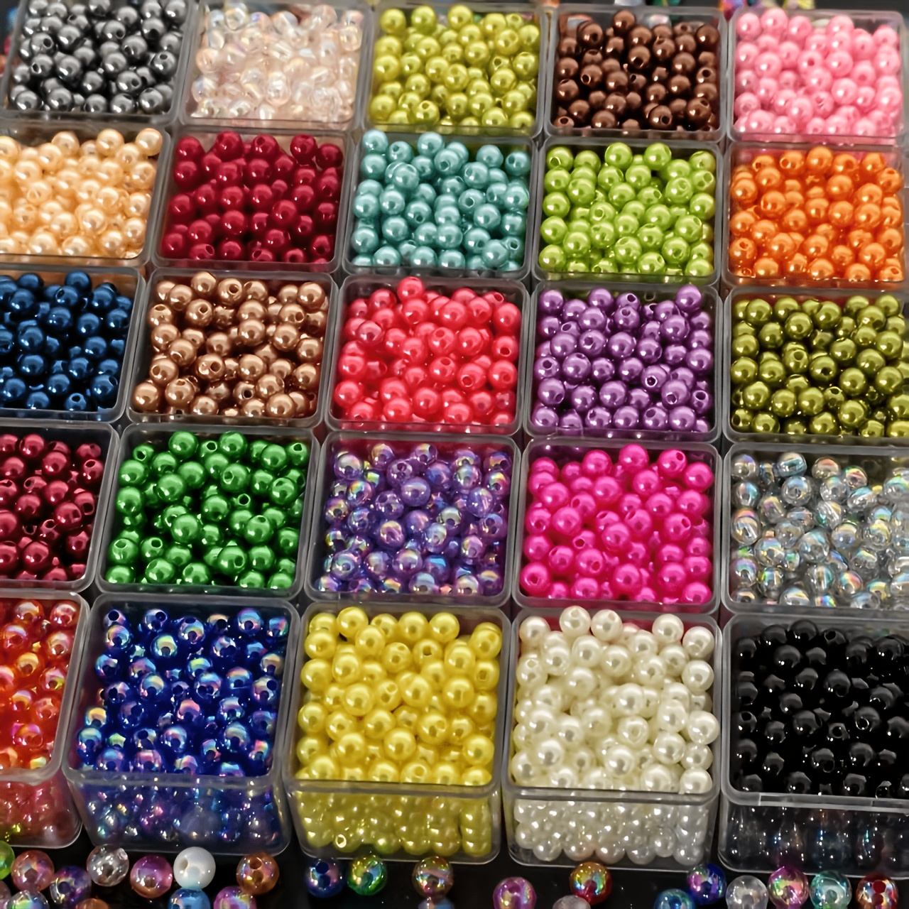 TEMU 310pcs 25 Types de Couleurs Vibrantes 6Mm Perles Décoratives Acryliques Dégradées Universelles Faites Main, Adaptées pour Bracelet, Collier,