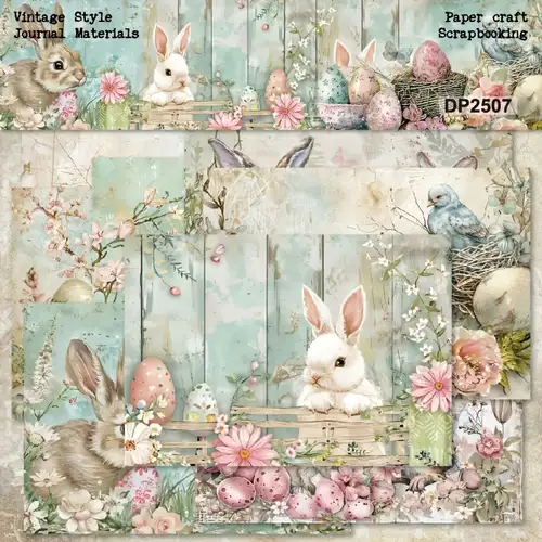 Whaline Lot de 60 feuilles de papier à motif de Pâques pastel Whaline Lot de 60 feuilles de papier à motif de Pâques pastel