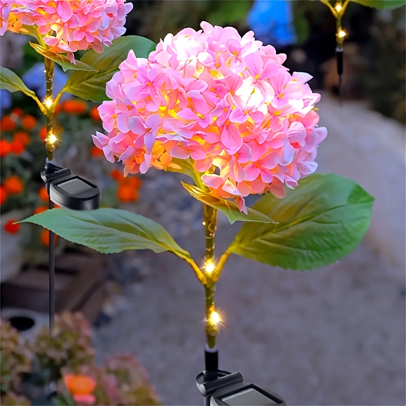 1pc Solar Single Head 20cm Large Hydrangea Lamp Led Outdoor Fake Flower Light Solar Garden Light Outdoor Decoration Courtyard Garden, Path, Backyard, Lawn Plug-in Light