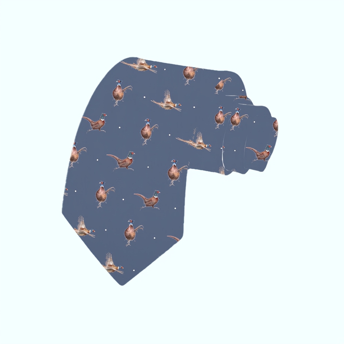 TEMU 1pc, Fashionable Printed Tie Featuring A Pheasant Watercolor Pattern On A . Decorative Fabric . Soft Material, Machine Washable, 1200 Needle