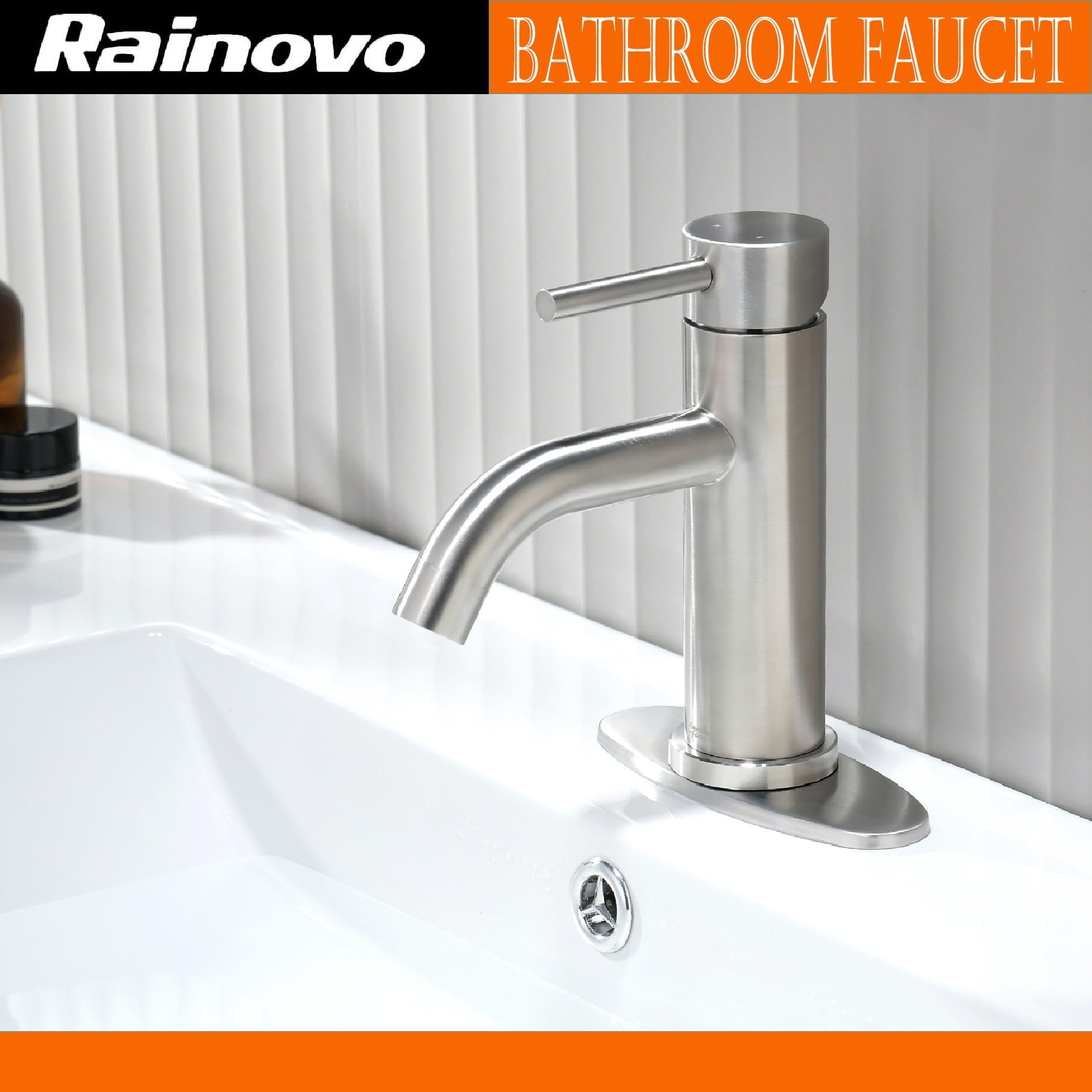 

Bathroom Sink Faucet: Single Handle Bathroom Faucet With Deck Plate And Pop Up Drain, Bathroom Faucet 1 Hole Or 3 Hole Sink Faucet Bathroom - Llaves Para Lavamanos De Bano