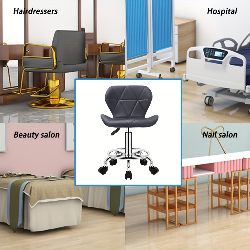 1pc Silla de Salón y Spa JINBAS Ajustable en Altura con Base Giratoria y Respaldo Ergonómico - Silla de Masaje Acolchada para Spa, Salón de Belleza, Tatuajes y Más