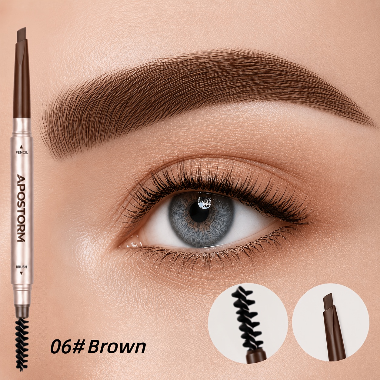Rose Golden Triangular Eyebrow Pen, Dual End for Brows