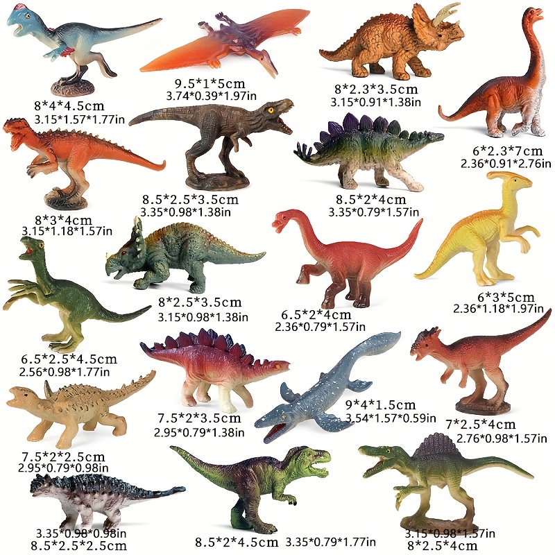 Image of 18pcs Realistic Dinosaur Toy Set For - Includes Rex, , Mosasaurus, Brachiosaurus & More - Colorful Pvc Figurines - Ideal Party Gift For Boys & Girl