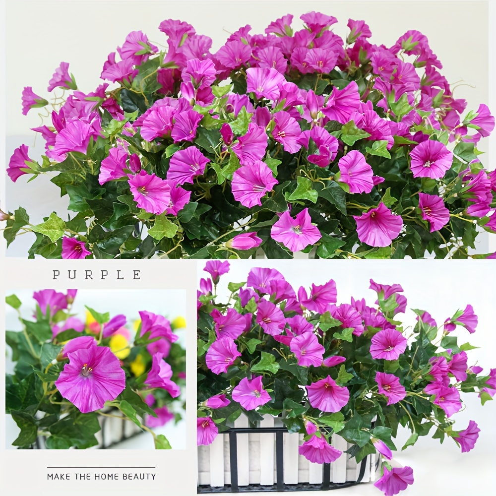 

1pc Uv-resistant Artificial Morning Glory - Premium Faux Flowers For Indoor & Outdoor Decor, Real Touch Hanging Plants For Garden, Yard, And Easter Decoration